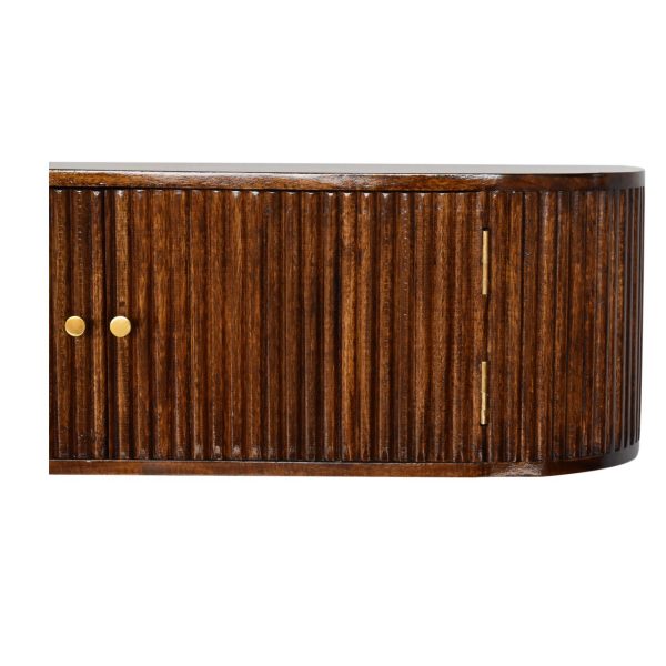 Mango wood sideboard with closed ribbed doors.