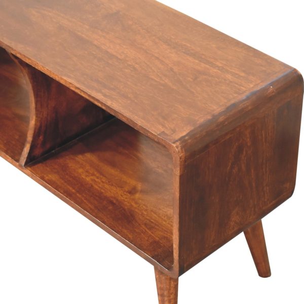 Close-up of the Nordic-style legs supporting the unit.