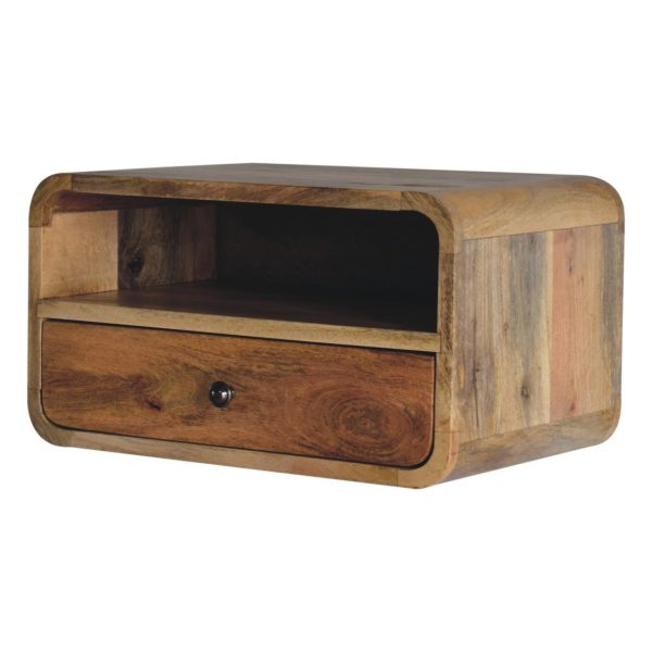 Curve Edge Bedside Oak Front View