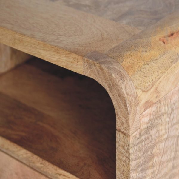 Extra Mini Wall-Mounted Curved Chestnut Bedside Close-Up