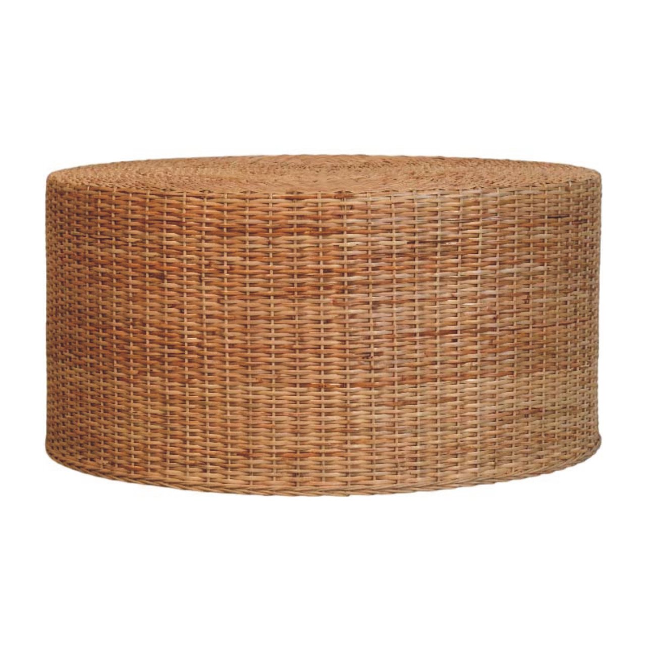 Golden Oak Woven Round Coffee Table