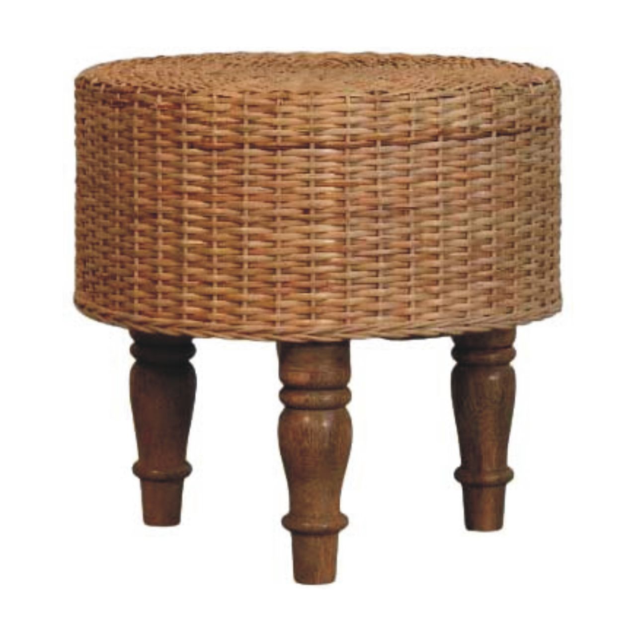 Golden Oak Woven Round Stool
