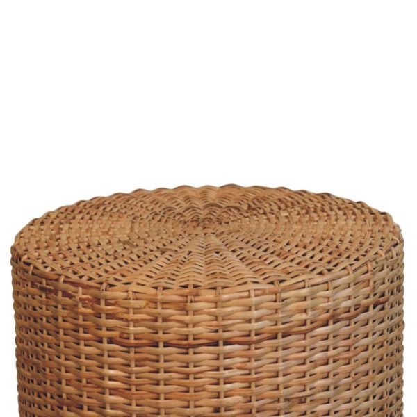 Golden Oak Woven Round Stool