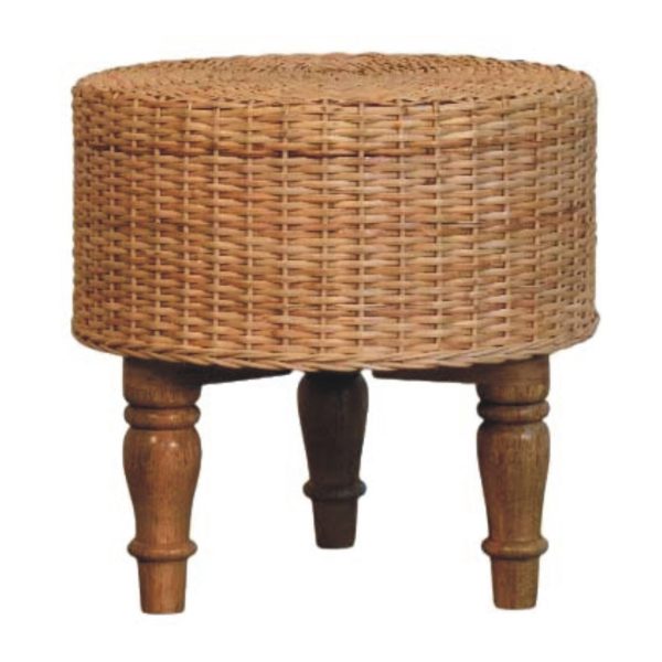 Golden Oak Woven Round Stool