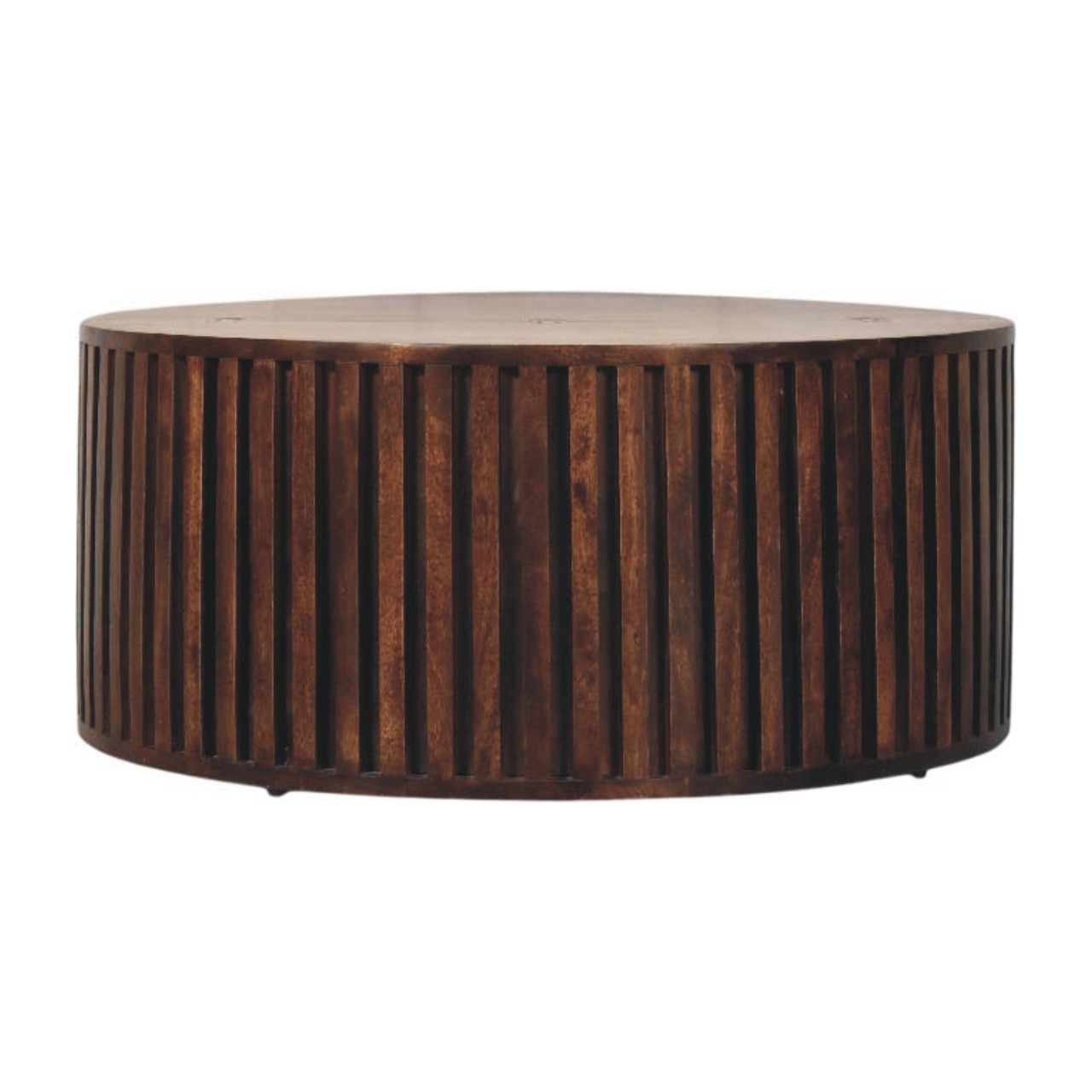 Fluted Walnut Circle Coffee Table