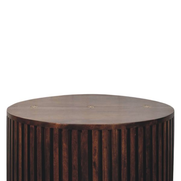 Fluted Walnut Circle Coffee Table