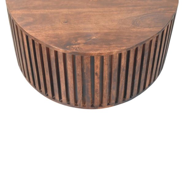Fluted Walnut Circle Coffee Table