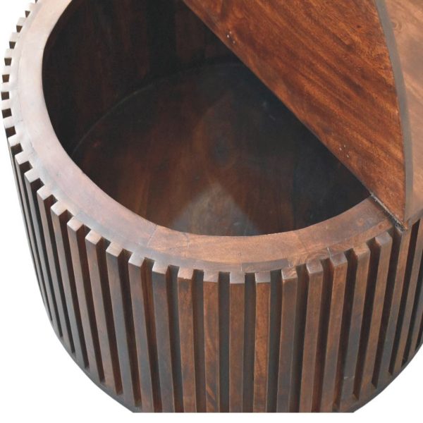 Fluted Walnut Circle Coffee Table