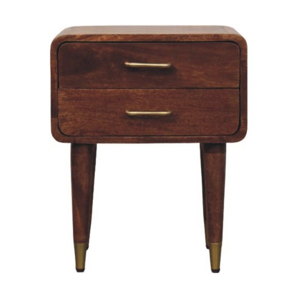 Almond Mid-Century Charm Bedside Table