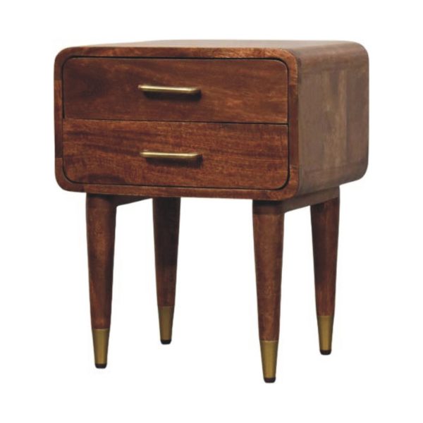 Almond Mid-Century Charm Bedside Table