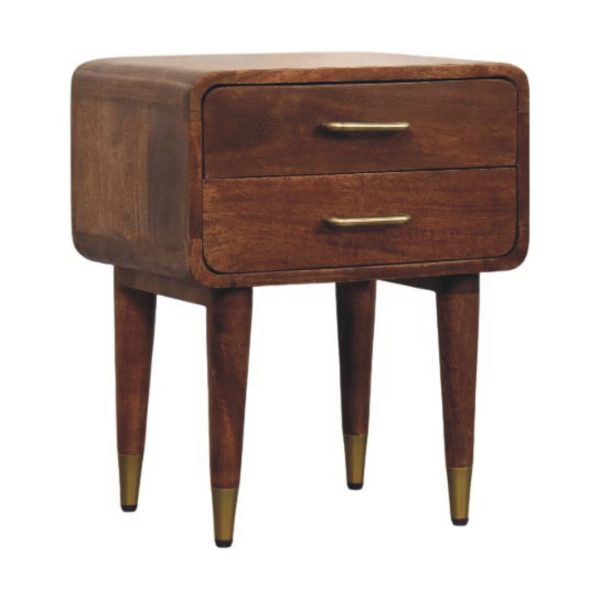 Almond Mid-Century Charm Bedside Table