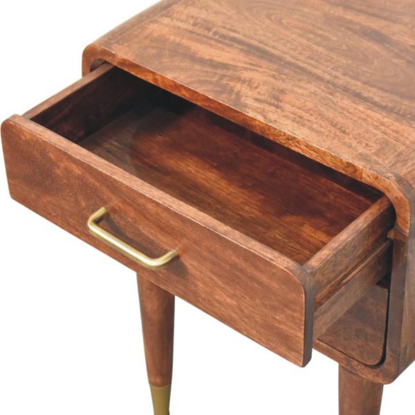 Almond Mid-Century Charm Bedside Table