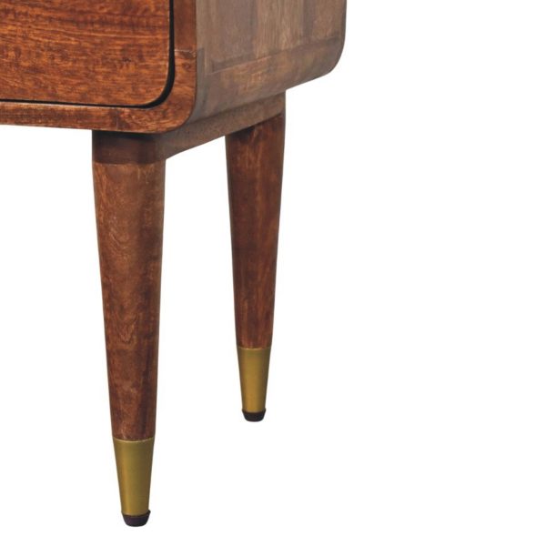 Almond Mid-Century Charm Bedside Table