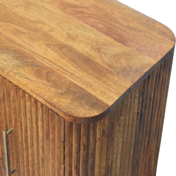 Striped Fluted Amber Glow Cabinet