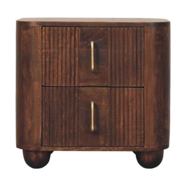 Luxe Fluted Walnut Bedside Table