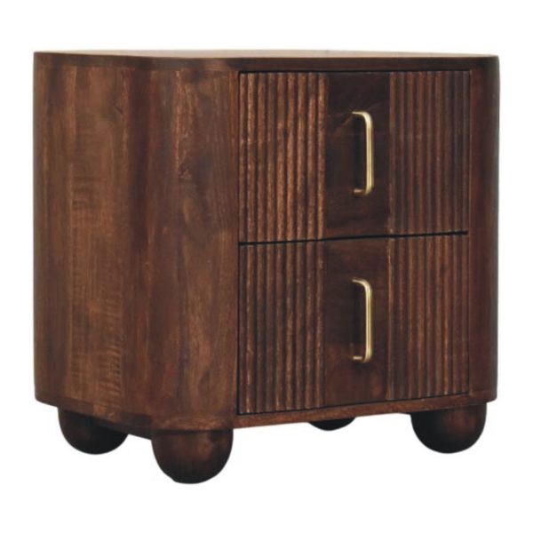 Luxe Fluted Walnut Bedside Table