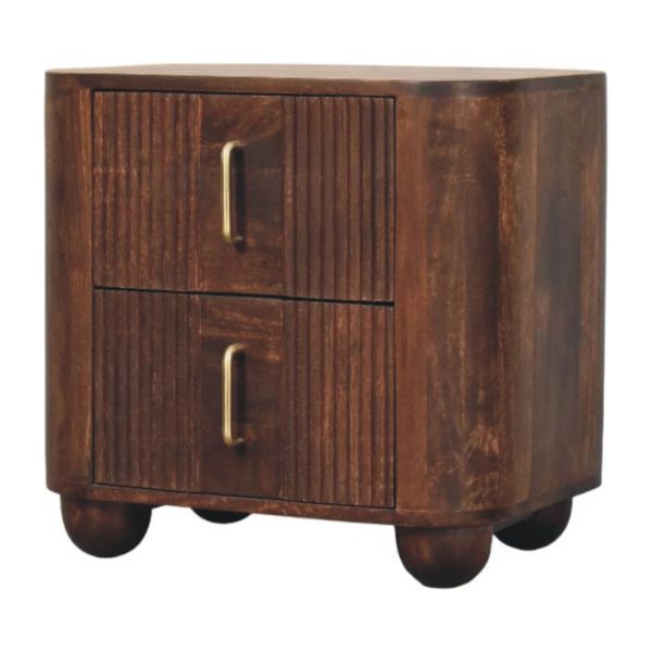 Luxe Fluted Walnut Bedside Table