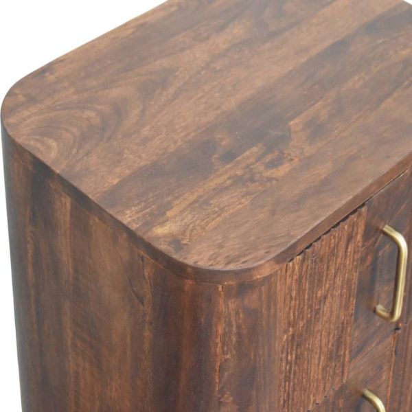 Luxe Fluted Walnut Bedside Table