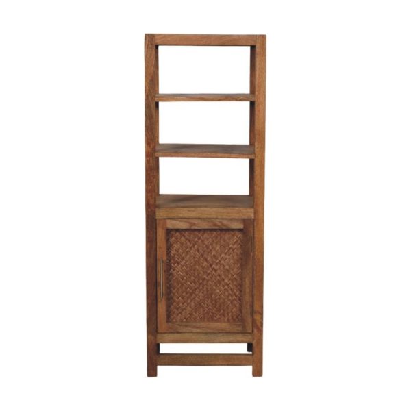 Golden Oak Rattan Shelf Unit