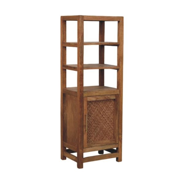 Golden Oak Rattan Shelf Unit