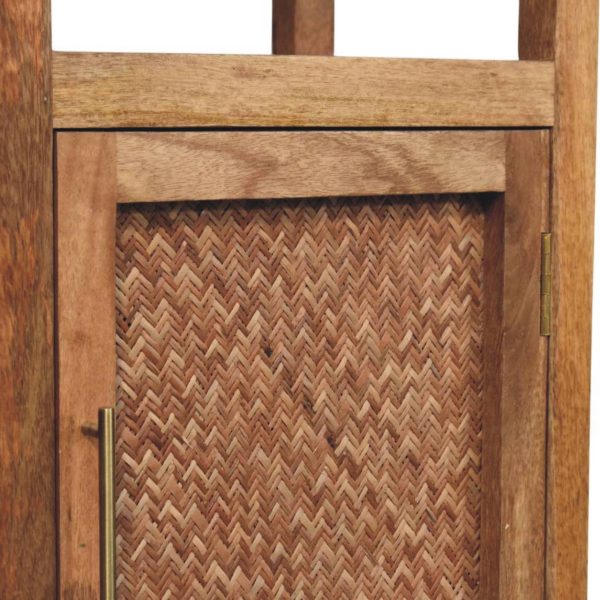 Golden Oak Rattan Shelf Unit