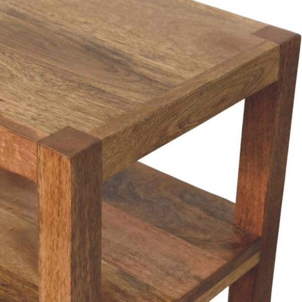 Golden Oak Rattan Shelf Unit