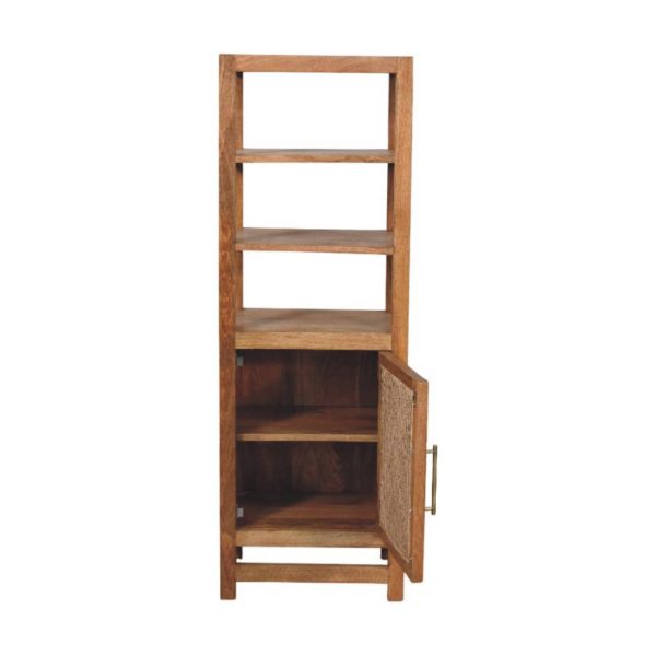 Golden Oak Rattan Shelf Unit