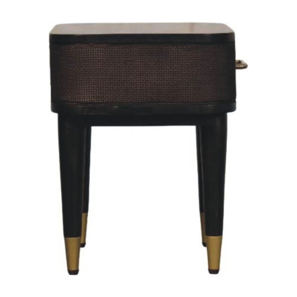 Mid-Century Mocha Woven Bedside Table