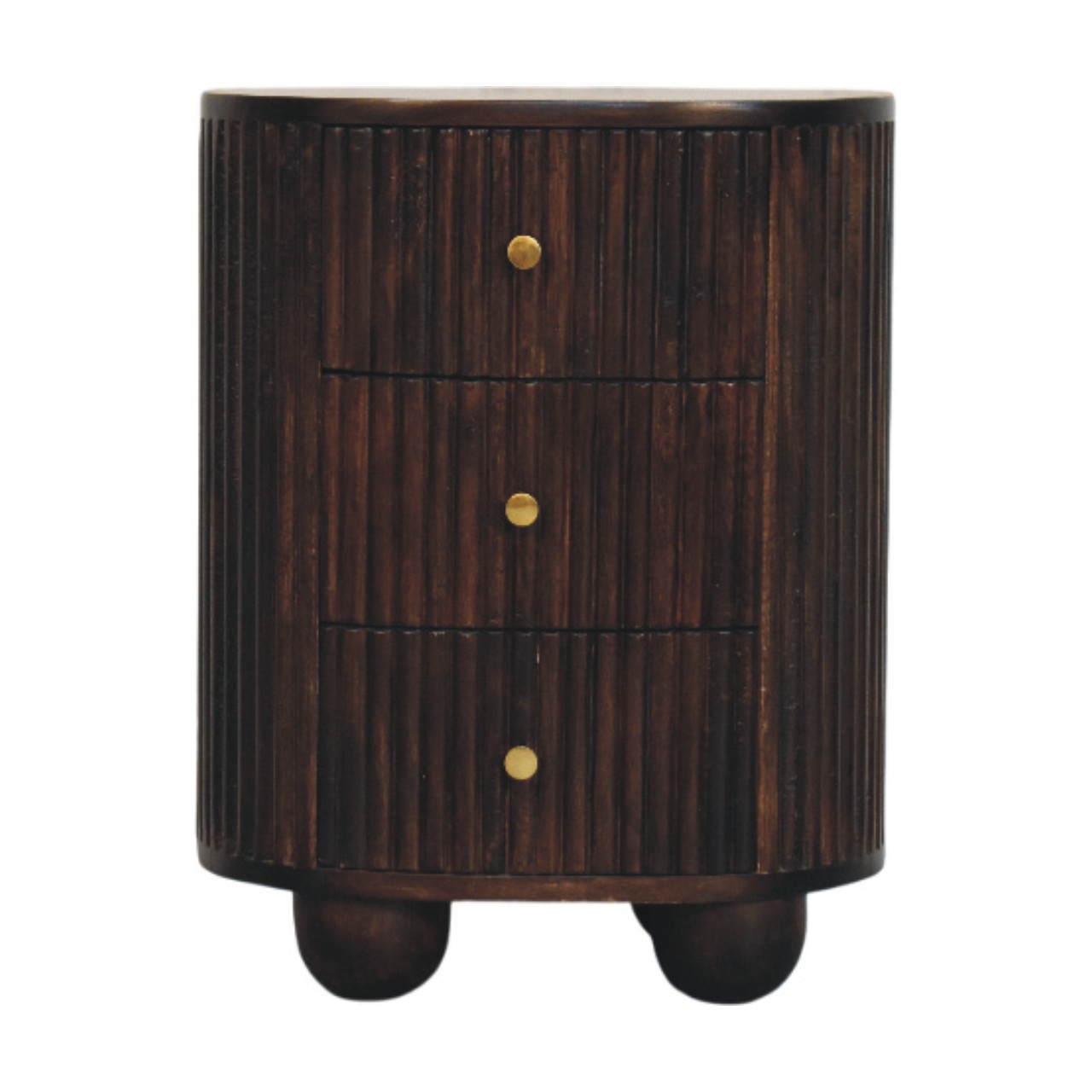 Striped Chestnut Fluted 3-Drawer Drum Chest