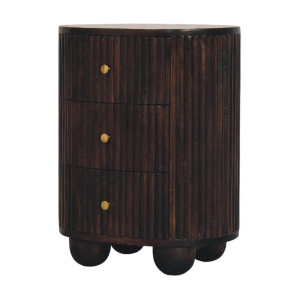 Striped Chestnut Fluted 3-Drawer Drum Chest
