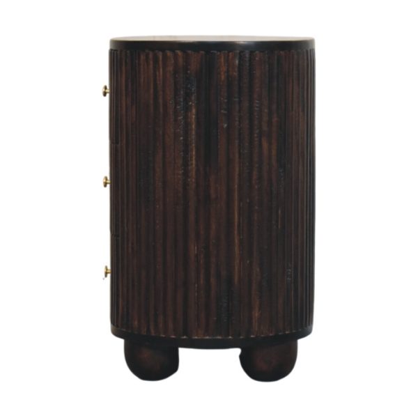 Striped Chestnut Fluted 3-Drawer Drum Chest