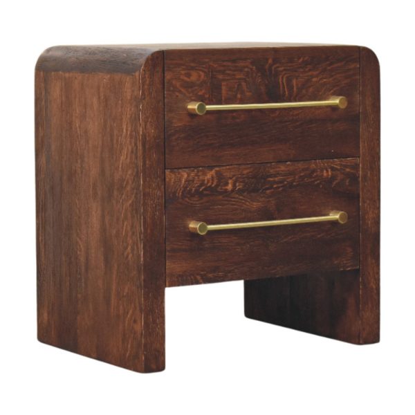 Smoked Oak Brass Bedside Table