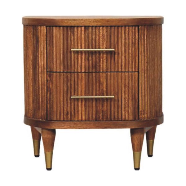 Amber Ribbed Elegance Bedside Table