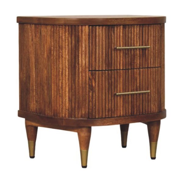 Amber Ribbed Elegance Bedside Table