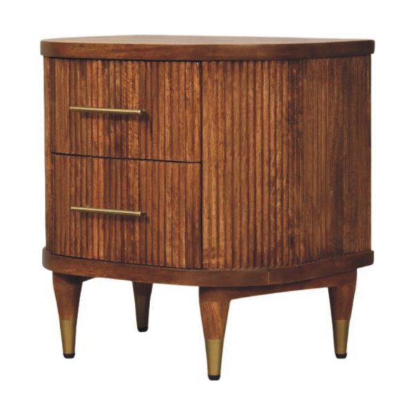 Amber Ribbed Elegance Bedside Table
