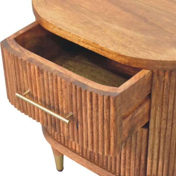 Amber Ribbed Elegance Bedside Table