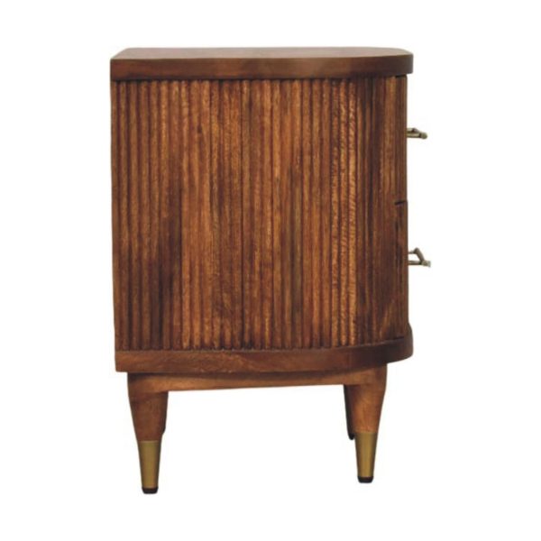 Amber Ribbed Elegance Bedside Table
