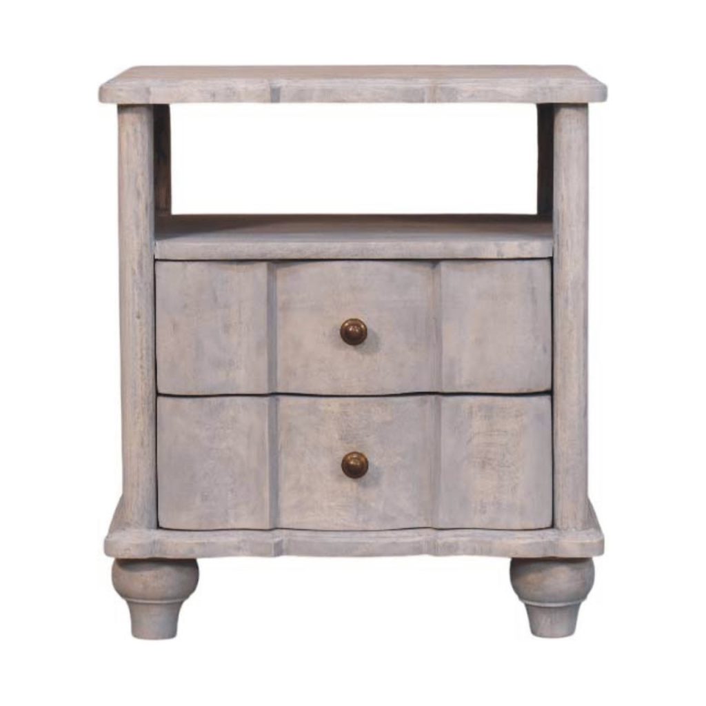 Vintage Fluted Charm Open Slot Bedside Table