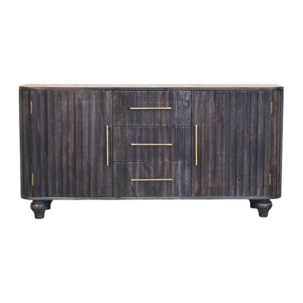 Stonewash Black Fluted Savoy Sideboard