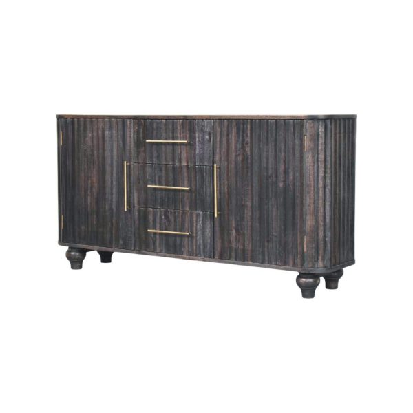 Stonewash Black Fluted Savoy Sideboard