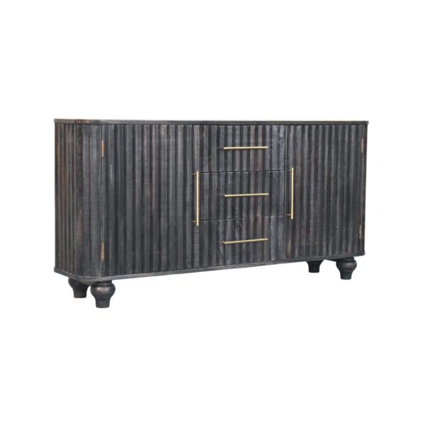 Stonewash Black Fluted Savoy Sideboard