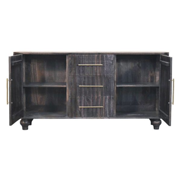 Stonewash Black Fluted Savoy Sideboard