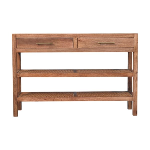 Golden Oak Woven Elegance Console