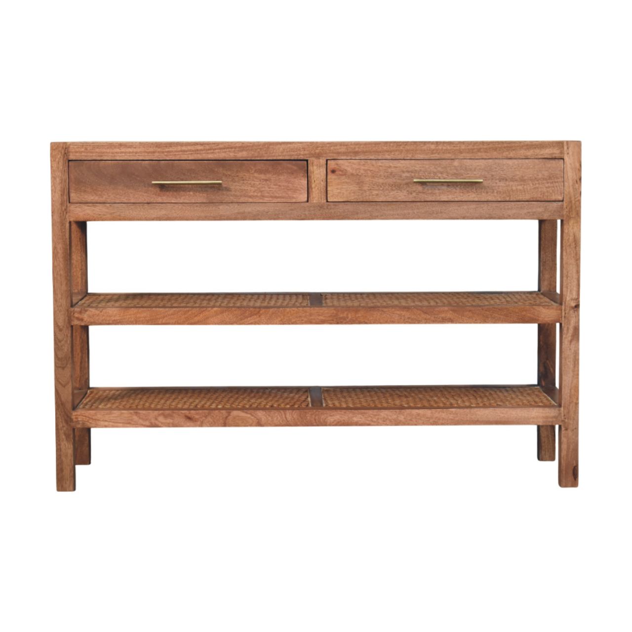 Golden Oak Woven Elegance Console