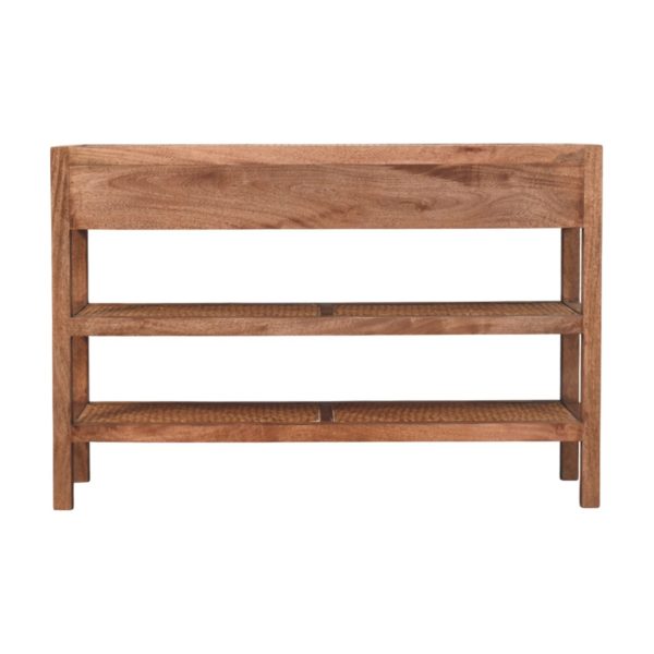 Golden Oak Woven Elegance Console