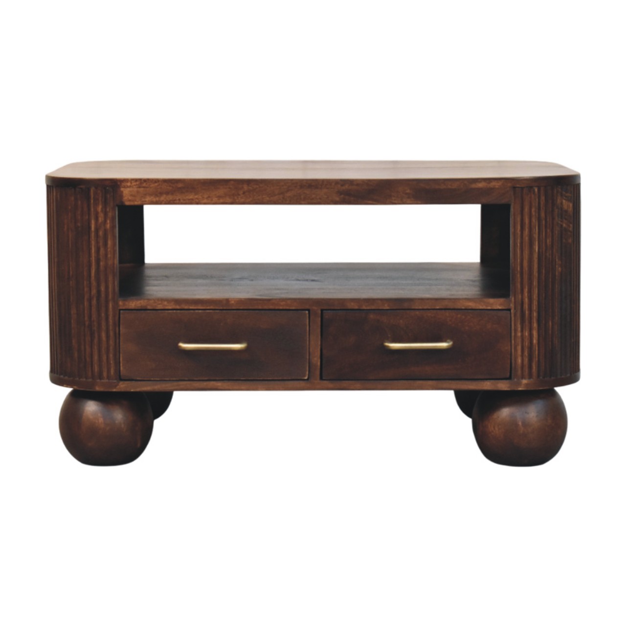 Walnut Fluted Ball Feet Coffee Table