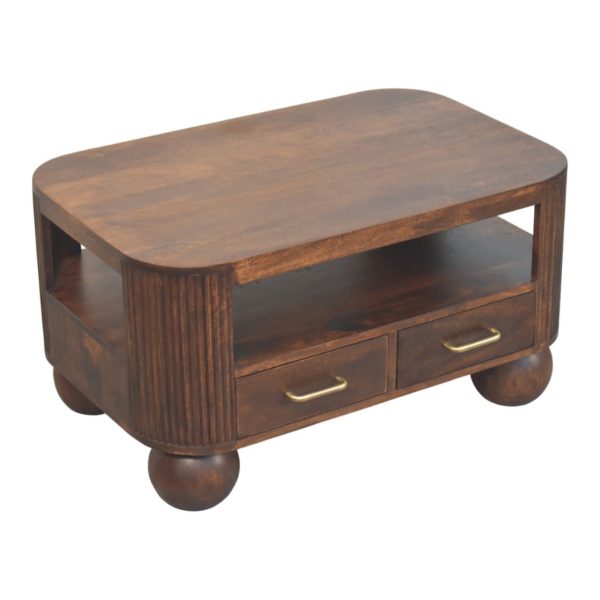 Walnut Fluted Ball Feet Coffee Table