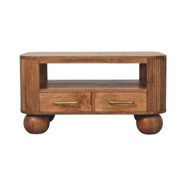 Golden Oak Fluted Ball Feet Coffee Table