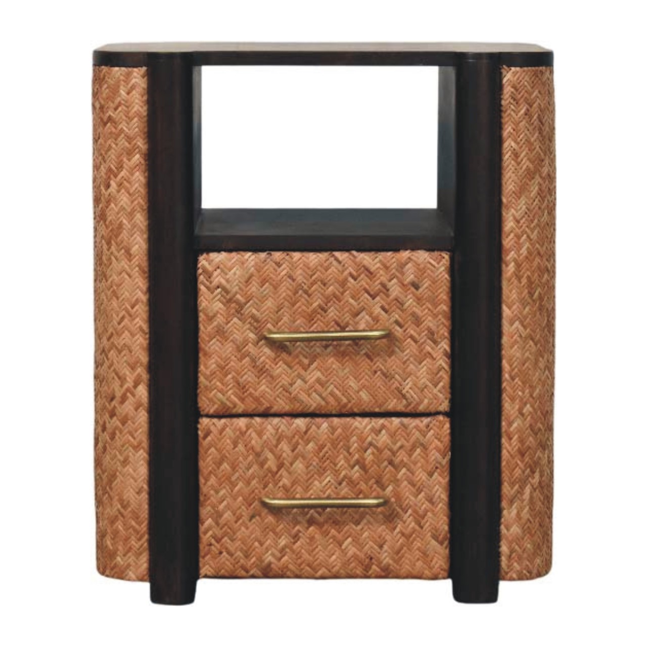 Tropical Mocha Glow Open Slot Bedside Table