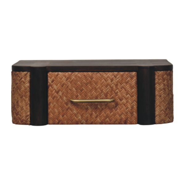 Tropical Mocha Glow Wall-Mounted Open Slot Bedside Table